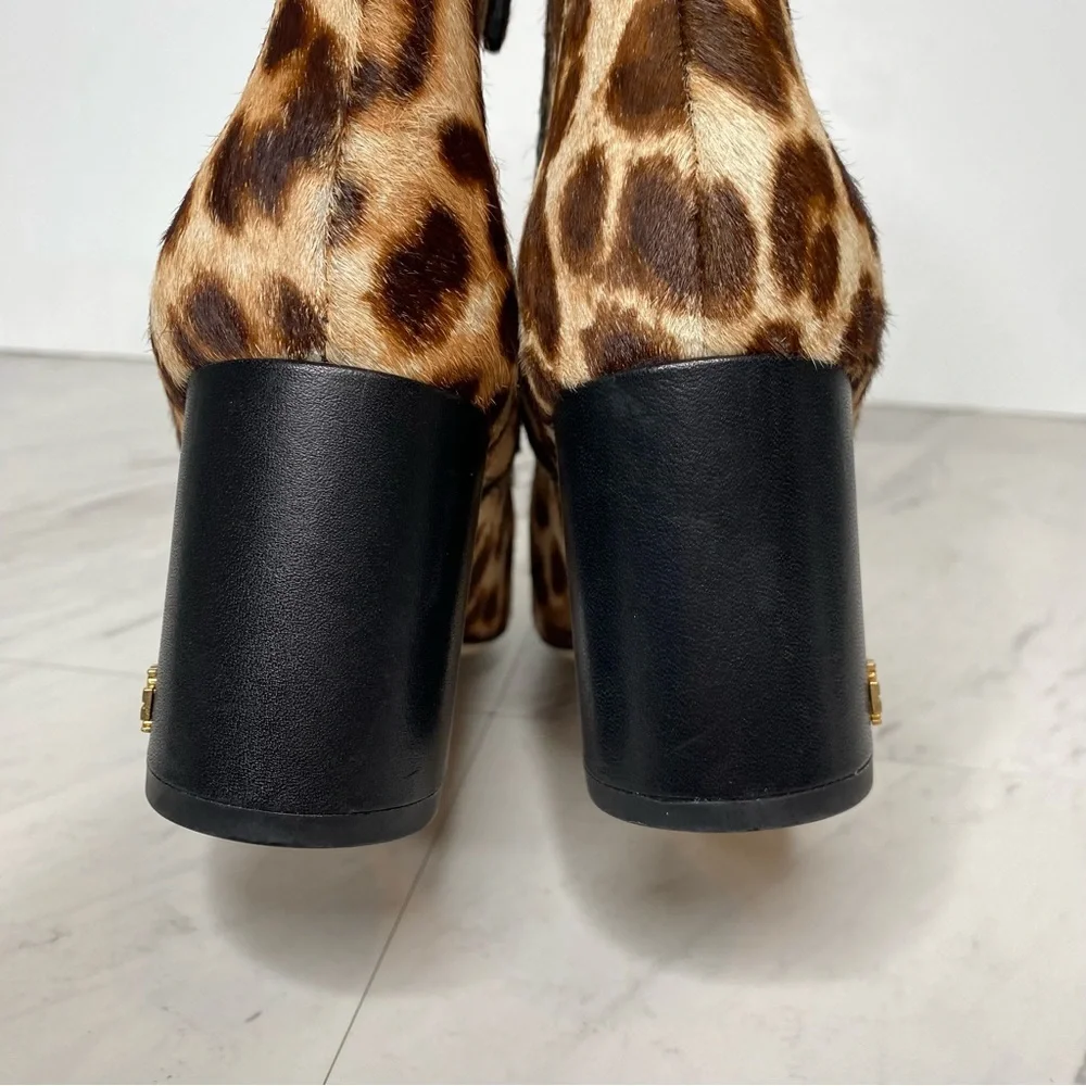 Tory Burch Brooke Leopard Heeled Bootie 5 1/2 M